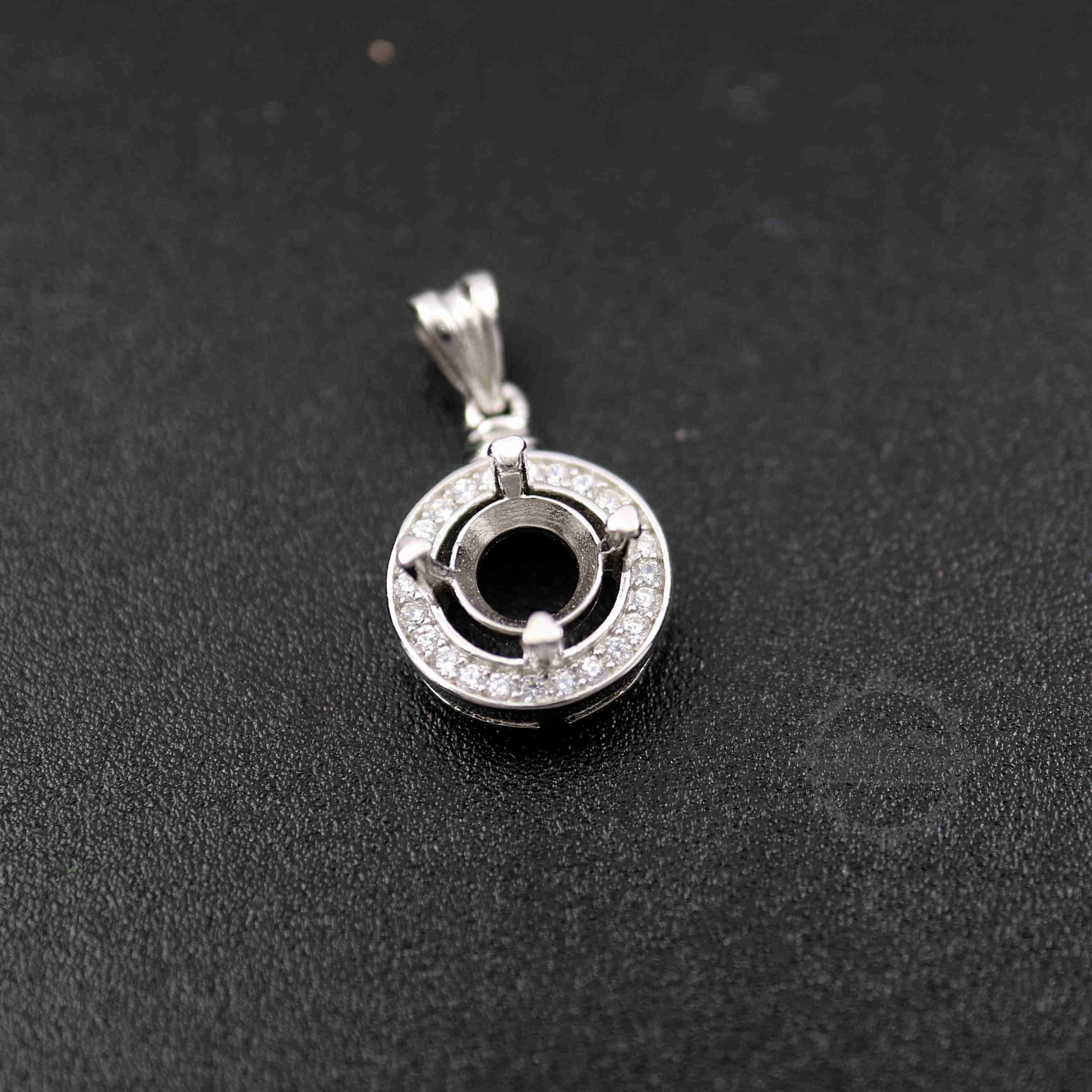 1Pcs 5-9MM Round Prong Bezel Settings For Gems Cz Stone Solid 925 Sterling Silver DIY Pendant Charm Tray 1411213 - Click Image to Close